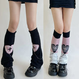 Territory Double Knitted Leg Cover Love Cross Hot Girl Y2k Wide Leg Socks Polyester Punk Leg Warmers  Harajuku Y2K Gothic AB Leg Socks