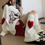 Territory Legwarmers Skeleton Japanese Jk Knitted Leg Warmer Red Heart Lolita Stockings Punk Harajuku Long Cable Knit Socks Flared Socks