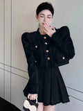 Territory High Quality French Vintage Small Fragrance Two Piece Set Women Short Jacket Coat + Pleated Skirt Suits Luxury 2 Piece Set