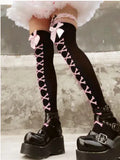 Territory JK Girls Socks Black Goth Cute Fish Net Stockings Pink Y2K Harajuku Lolita Long Knee Socks Cosplay JK Lolta Thigh High Stockings