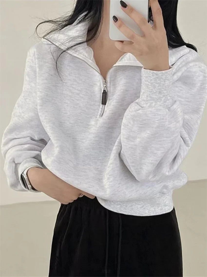 Territory Chic Women OL Sweatshirts Solid Loose New Casual Normcore Office Lady High Street Full Sleeve Lapel Spring Tops