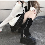 Territory Leg Warmers Zipper Japanese Jk Boots Socks Thigh Punk Y2K Leg Warmers Sring Boot Cuffs Warmer Lolita Knit Socks Tube Knit Socks