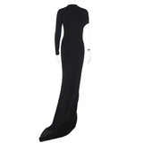 Territory  Elegant Chic Solid Black Hollow Out Floor-length Evening Dresses for Women 2024 Spring Irregular Bodycon Long Maxi Party Dress