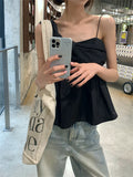 Territory  S-L Black Tank Tops Chic Sexy Outwear Summer Office Lady High Street Daily Slim New Sleeveless Gentle Solid