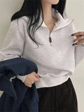 Territory Chic Women OL Sweatshirts Solid Loose New Casual Normcore Office Lady High Street Full Sleeve Lapel Spring Tops