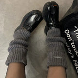 Territory New Punk Women Knitted Leg Warmers Calf Socks Vintage Winter Japanese Harajuku Pile Long Leg Covers Medium Socks Y2K Accessories