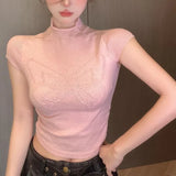 Territory  Y2K Cropped Tops Women Harajuku Sweet Sexy Knitted Sweater Pink Jumper Korean Elegant Pullover Streetwear Butterfly