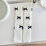 Territory New Japanese Bow JK Knitted Leg Socks Wool Pile Socks Leg Warmer Y2k Punk Harajuku Leg Cover Pile Socks Korean Leg Socks