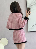 Territory autumn winter Small Fragrance Tweed Two Piece Set Women Short Jacket Coat + Skirt Suits Korean 2 Piece Sets Women Outfit