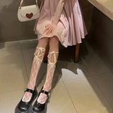 Territory 1 pair of JK girls' strap socks Lolita calf socks Cosplay girls' calf socks Hollow strap JK stockings