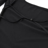 Territory Black Backless Bodysuits Women Square Neck Long Sleeve Thong Open Back Bodysuit Sexy Tops Fall Winter Outfits