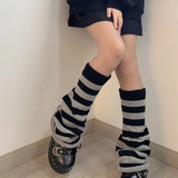 Territory Leg Warmers Boot Cuffs Women Knit Socks Harajuku Japanese Winter Long Warmer Punk Cable Knit Socks Striped Flared Lolita Socks