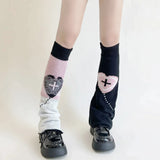 Territory Double Knitted Leg Cover Love Cross Hot Girl Y2k Wide Leg Socks Polyester Punk Leg Warmers  Harajuku Y2K Gothic AB Leg Socks