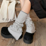 Territory Korean Harajuku Stripes Leg Warmers Teen Girl Kawaii Knee High Socks Boot Cuffs Cyber Grunge Flared Leg Warmers with Split Hem