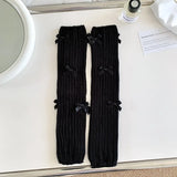 Territory New Japanese Bow JK Knitted Leg Socks Wool Pile Socks Leg Warmer Y2k Punk Harajuku Leg Cover Pile Socks Korean Leg Socks