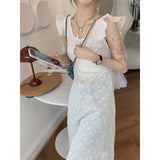 Territory  Flying Sleeve Dress Women Solid Bandage Hollow Out A Line Midi Dresses Elegant Korean Chic Criss Cross Backless Vestidos