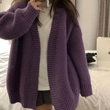 Territory Autumn Winter Purple Cardigan Women Sweater Knitted Cardigans Tops Vintage V Neck Sweaters Coats Y2k American Retro Cardigans