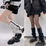 Territory Japanese Jk Leg Warmers Boots Socks Zipper Thigh Punk Leg Warmers Winter Boot Cuffs Warmer Lolita Knit Socks Tube Knit Socks