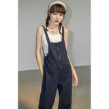 Territory Denim Overalls Women Streetwear Jumpsuits Vintage Sweet Wide Leg Suspender Pants Preppy Bow Bandage Strap Jeans Trousers