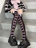 Territory 1 pair of long hose European and American Halloween socks women's long hose bow ti knee length socks printed long socks