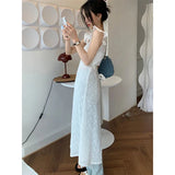 Territory  Flying Sleeve Dress Women Solid Bandage Hollow Out A Line Midi Dresses Elegant Korean Chic Criss Cross Backless Vestidos