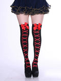 Territory 1 pair of long hose European and American Halloween socks women's long hose bow ti knee length socks printed long socks