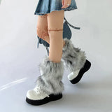 Territory New Gray Imitation Wolf Fur Leg Warmers Y2k Girl Winter Warm JK Furry Boots Socks Gothic Punk Jk Knee-length Hiphop Stockings