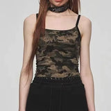 Territory American Vintage Camouflage Vest for Women 2024 Summer New Slim Fit Tank Top Y2k E-Girl Sexy Off Shoulder Camisole Tops