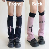 Territory New Leg Warmers Cross Chain Leg socks Y2k Japanese Punk Hot Girl Dark Women Harajuku Gothic Cable Knit Socks Cosplay Accessories