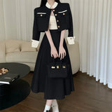 Territory High Quality Small Fragrance Two Piece Set Women Short Jacket Coat + Long Skirt Suits Korean Elegant Fashion OL 2 Piece Sets