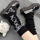 Territory JK Candy Color Bow Leggings Women Girls Gothic Plaid Ribbon Strap Long Socks Lolita Knitted Cuffs Ankle Leg Warmer Stockings