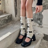 Territory New Japanese Bow JK Knitted Leg Socks Wool Pile Socks Leg Warmer Y2k Punk Harajuku Leg Cover Pile Socks Korean Leg Socks