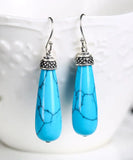 peopleterritory Sterling Silver Turquoise Drop Earrings