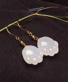 peopleterritory 14K Gold Jade Cat Paw Drop Earrings