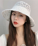 peopleterritory Simple White Daisy Lace Patchwork Embroideried Floppy Sun Hat LY523