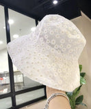 peopleterritory Simple White Daisy Lace Patchwork Embroideried Floppy Sun Hat LY523