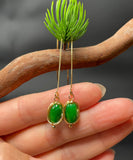 peopleterritory Skinny Green Sterling Silver Overgild Jade Tassel Drop Earrings GH1085