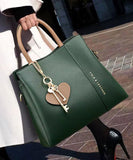 peopleterritory Style Green Versatile Large Capacity Leather Tote Handbag ZX1008