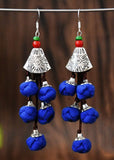 peopleterritory Style Multicolour Cotton Ball Silver Drop Earrings HE1001