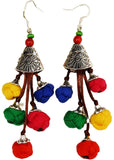 peopleterritory Style Multicolour Cotton Ball Silver Drop Earrings HE1001