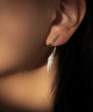 peopleterritory Stylish Silk Sterling Silver Wing Drop Earrings GH1035