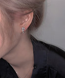 peopleterritory Stylish Silk Sterling Silver Zircon Love Stud Earrings GH1006