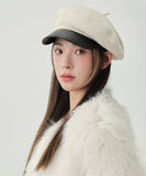 peopleterritory Stylish White Patchwork Solid Woolen Beret HatLY539