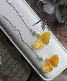 peopleterritory Stylish Yellow 14K Gold Pearl Ginkgo Leaf Tassel Drop Earrings GH1070