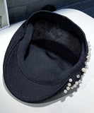 peopleterritory Summer Black Zircon Pearl Beret Hat LY549