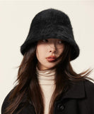 peopleterritory Unique Black Faux Fur Cloche Hat LY545