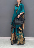 peopleterritory Unique Green Oversized Print Chiffon Women Sets 2 Pieces Summer LY1599