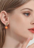 peopleterritory Unique Orange Gardenia Metal Drop Earrings HE1014