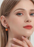 peopleterritory Unique Orange Gardenia Metal Drop Earrings HE1014