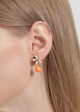 peopleterritory Unique Orange Gardenia Metal Drop Earrings HE1014